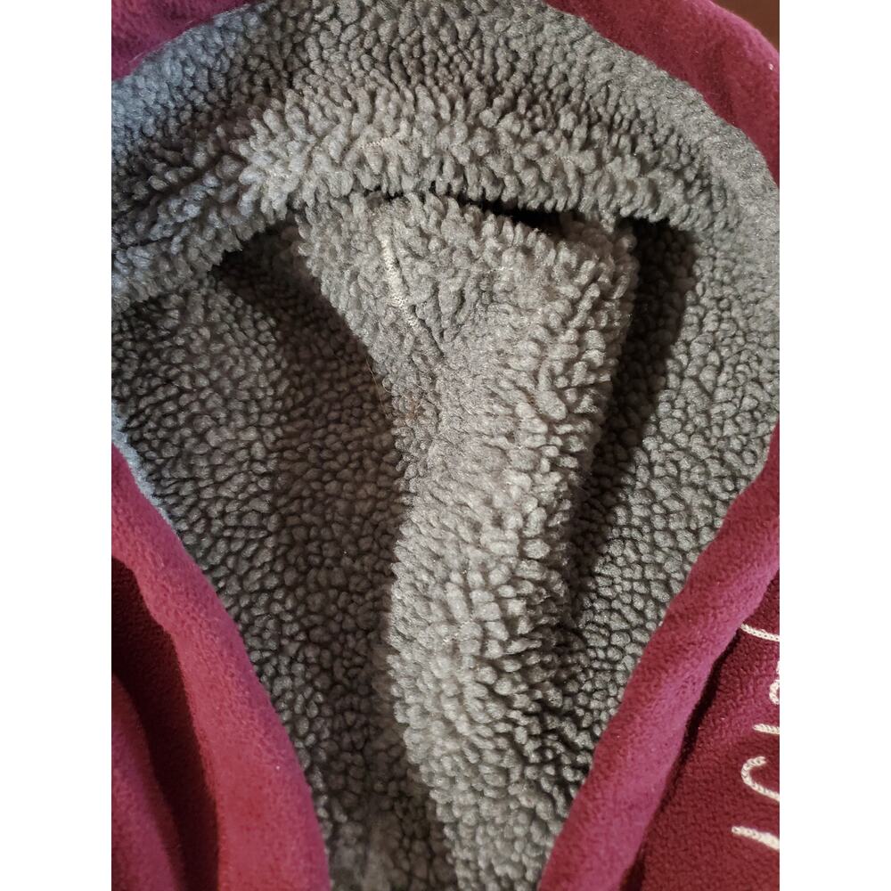 Vtg Y2K American Eagle Zip Fleece Hoodie Size M Maroon Red Preppy Cozy Pockets - Picture 8 of 12